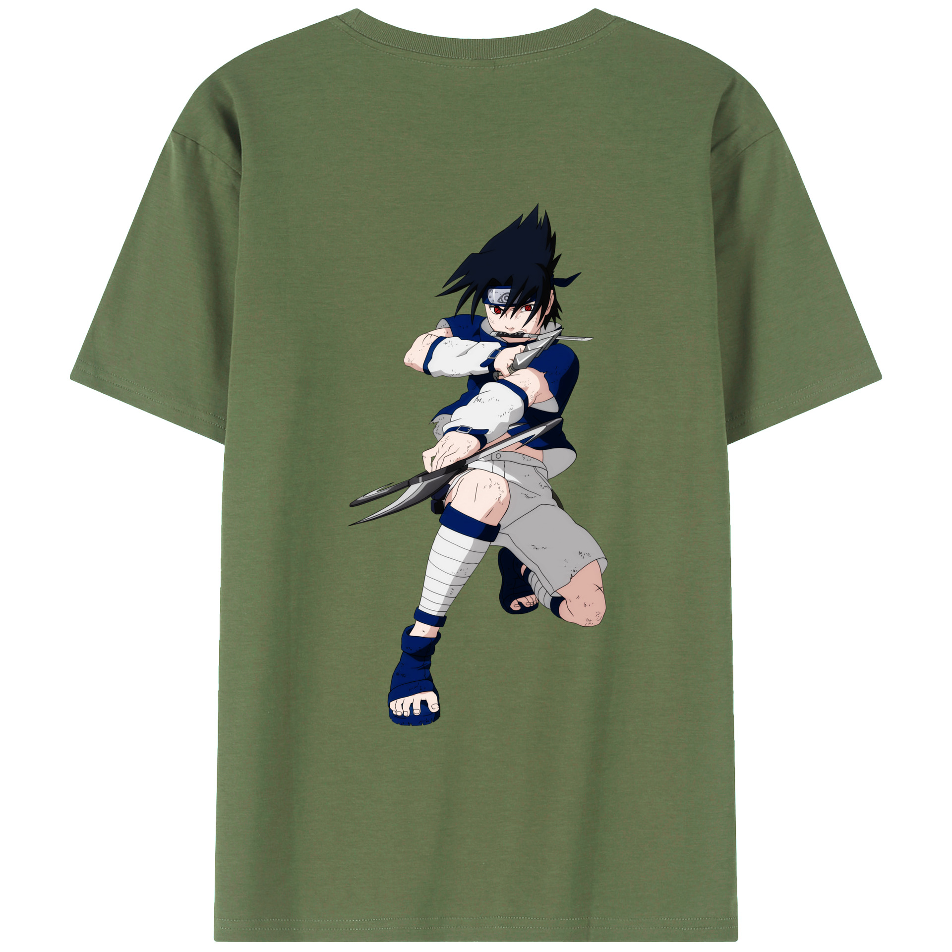 （画像用） NARUTO -ナルト- うちは サスケ Uchiha Sasuke 綿100％ メンズ半袖Tシャツ（バックプリント） 通気性